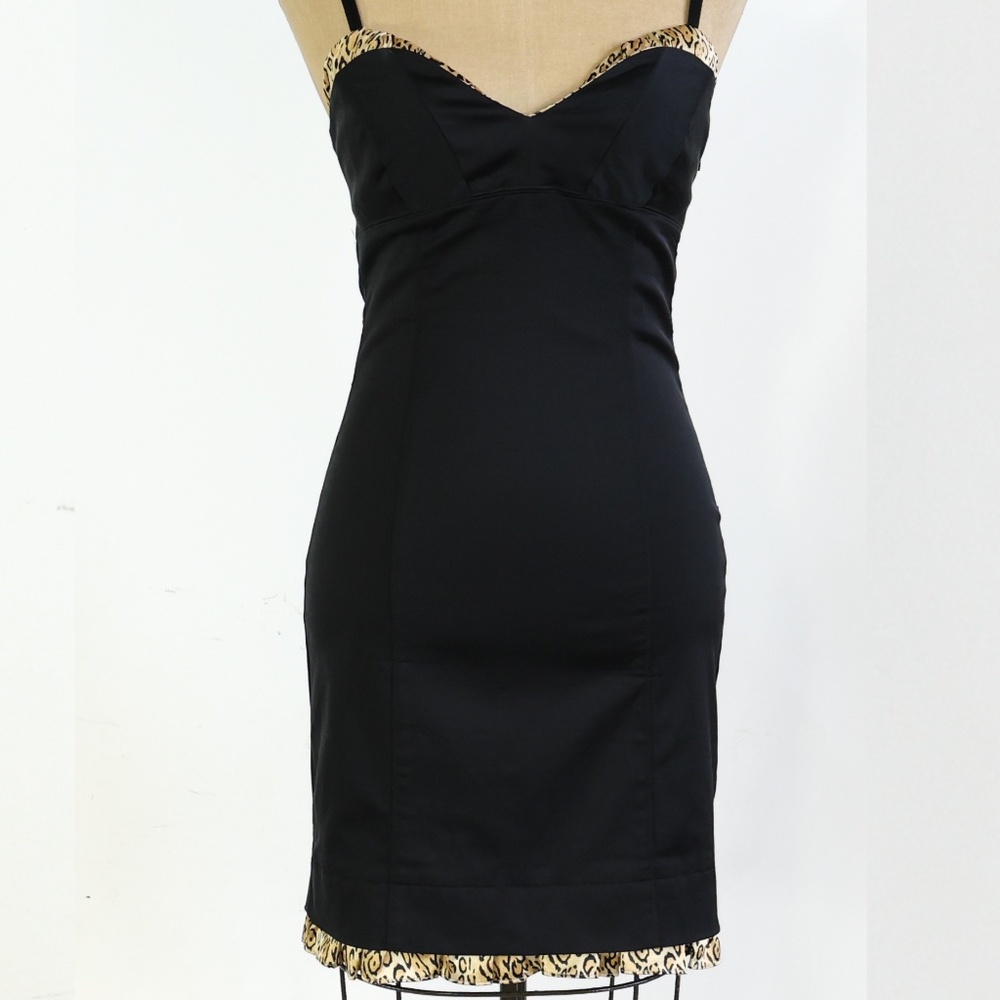 Guess Black Leopard Print Bodycon Mini Dress
